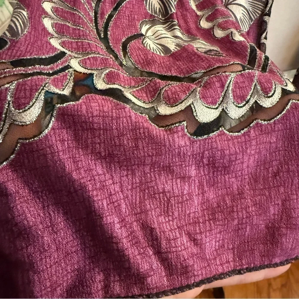 Reversible Purple & Black Floral Scarf – 14” x 60” Lightweight Day to Night